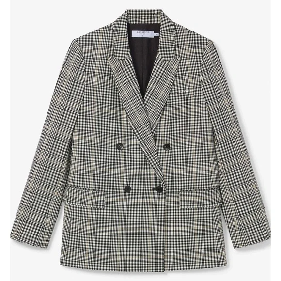 M.M Lafleur The O'Hara Boyfriend Blazer Plaid Sharkskin 12 - Picture 3 of 7